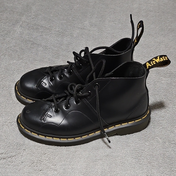 Dr. Martens Black Ankle Boots with Yellow Stitching - Picture 1 of 3